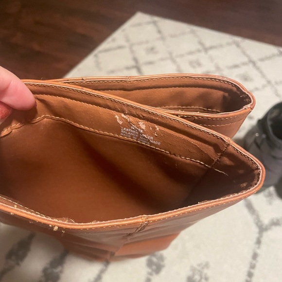 Stylish Tan Leather High Heel Boots - Picture 9 of 12